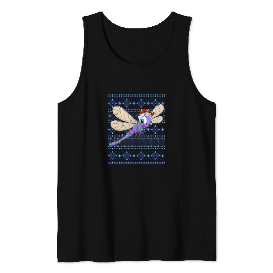 Ugly Insects Sweater Holiday xmass Lights Dragonfly Christmas Tank Tops
