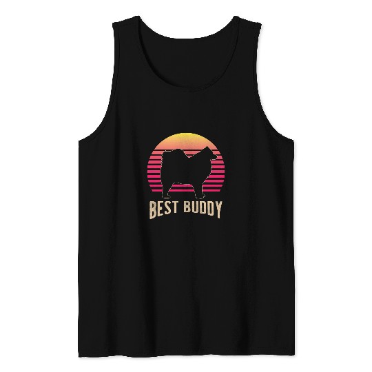Dog Samoyed Bjelkier Dog Retro 7 Tank Tops