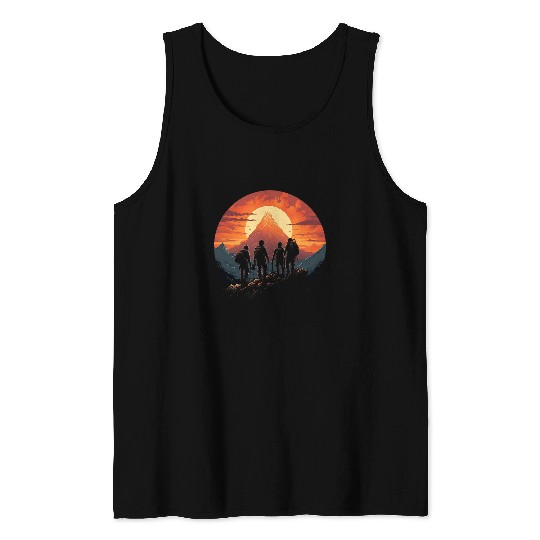 Rock Climbing Rock Climbers Hikers Bouldering Sunset Tank Tops