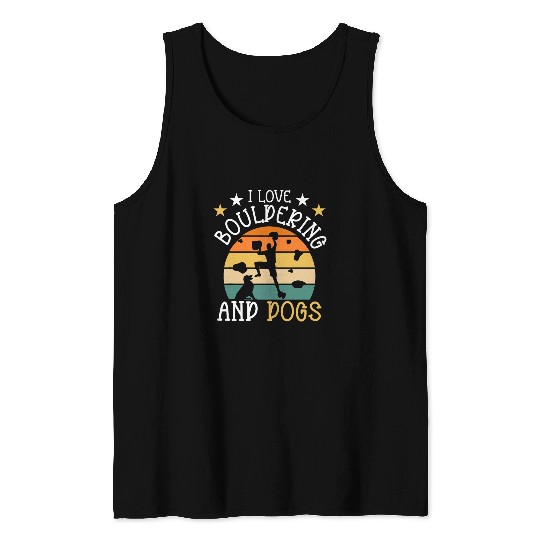 I Love Bouldering And Dogs vintages Rock Climbing Climb Retro Tank Tops