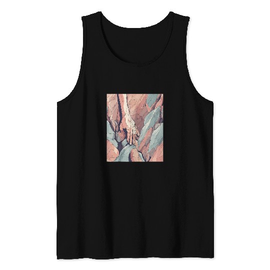 Rock Climbing Grip In Subtle Strength Tank Tops