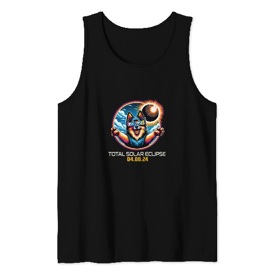 Schipperke Dog Selfie Solar Eclipse Tank Tops