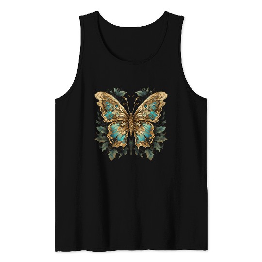 vintages Cottagecore Butterfly Moth With Flowers Tank Tops