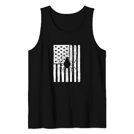 USA American Flag Spider Theme Idea For Insect Lovers Tank Tops