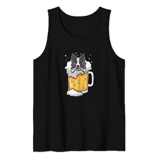Funny Border Collie drunk in Beer Tank Tops