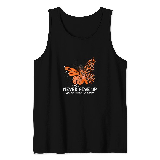 Multiple Sclerosis Never Give Up We Wear Orange MS Butterfly Tank Tops