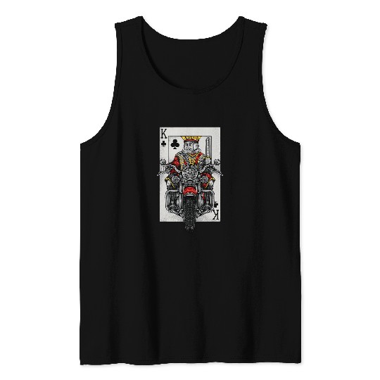 Playing Card King Riding A Road Motorcycle Tank Tops