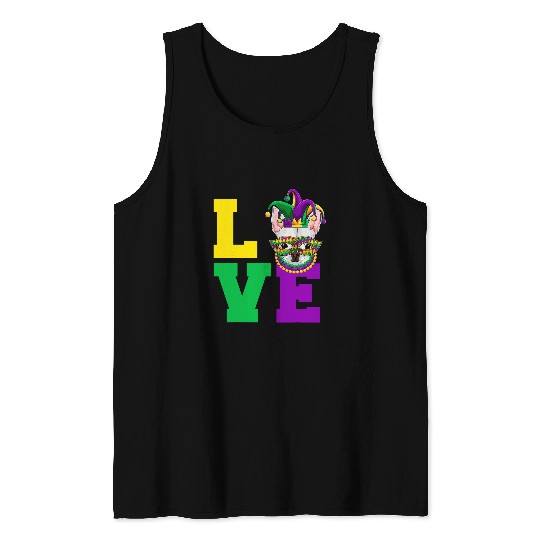 Funny Mardi Gras Dog Apparel Chihuahua Love Mom Dad Lovers 1 Tank Tops