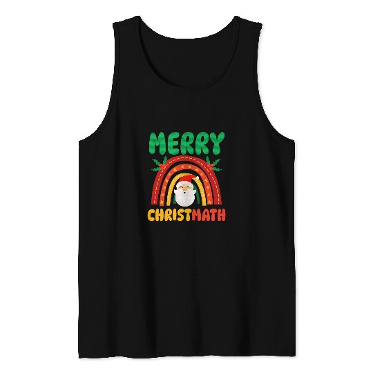 Merry Christmath Design Christmas Math Teacher Tank Tops