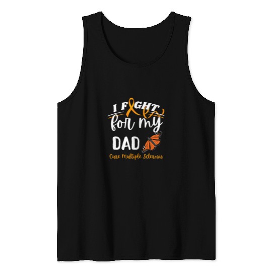 MS Multiple Sclerosis Awareness Dad Cure Monarch Butterfly Tank Tops