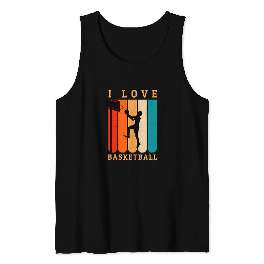 I Love Basketball Girl Boys Youth Basketball Hoop Tank Tops