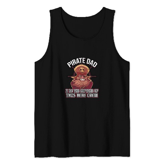 Mens Pirate Dad Im The Captain Of This Here Crew Pirate Costume Tank Tops