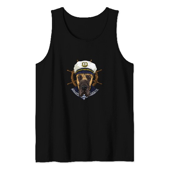 Dog Great Dane Sailor Boat Captain Great Dane Dog 138 Tank Tops
