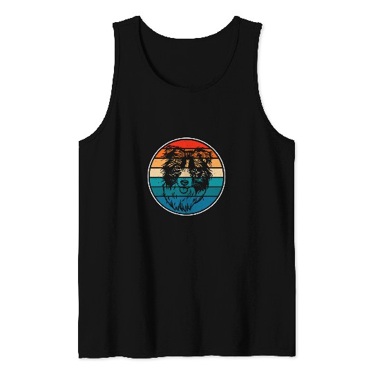 Funny Border Collie Retro vintages Cute Dog Pet Owner Lover Tank Tops
