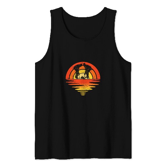 Retro vintages Sunset Curling Player Winter Sports Men Women Tank Tops