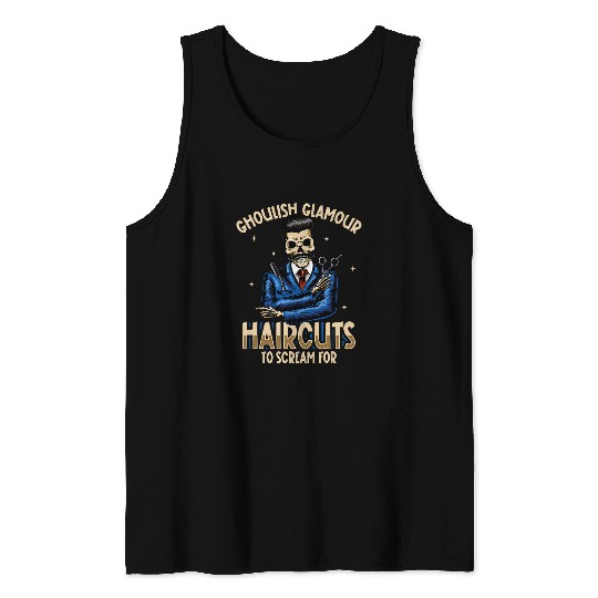 Horror Barber Spooky Hairdresser Hairstylist Hair Salon Hair 1 Tank Tops
