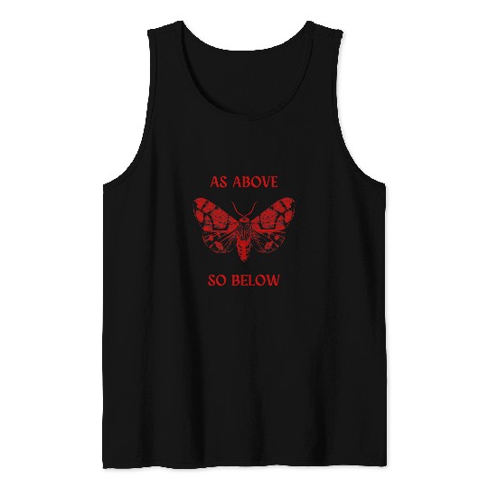 Witch Occult Goblincore Dark Academia As Above So Below Moth Tank Tops