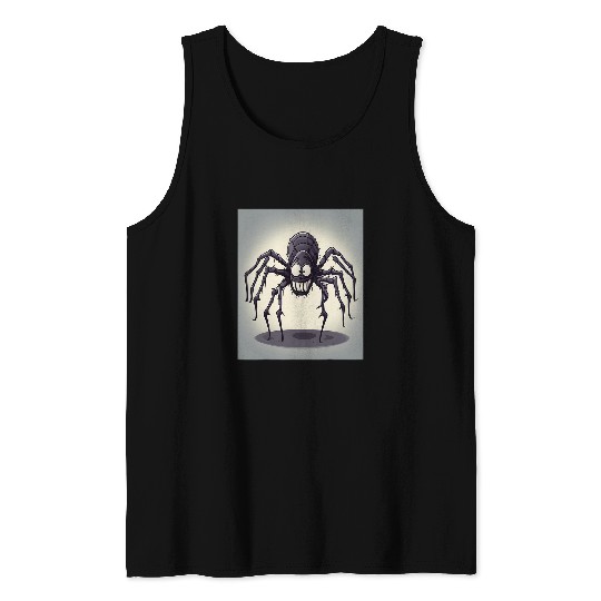 Web Spin Terrifying Spider Cartoon Design Tank Tops