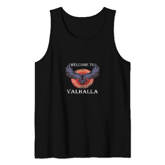 Welcome to Valhalla Ravens Odin Runes Ragna Raven Viking Tank Tops