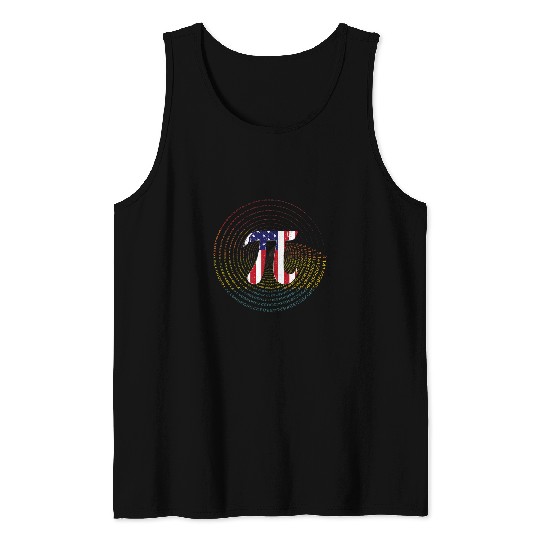 USA Flag Pi 3 14 Retro Math Science Teacher Student Pi Day Tank Tops