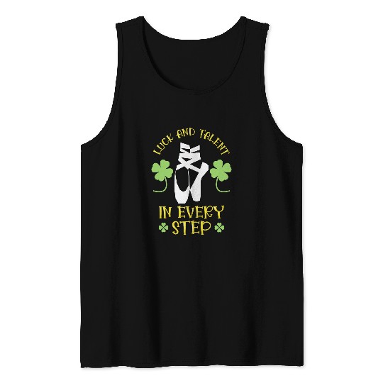 St Patricks Day Ballet Dancer Shamrock Clover Ballerina Tank Tops