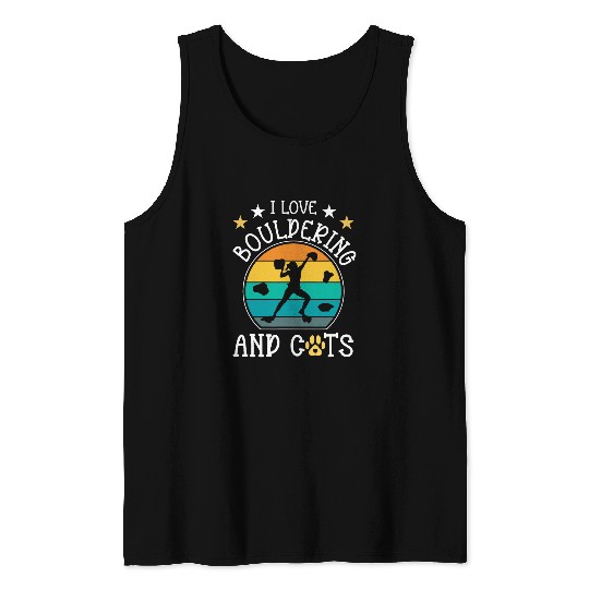 Retro Rock Climbing vintages I Love Bouldering And Cats Tank Tops