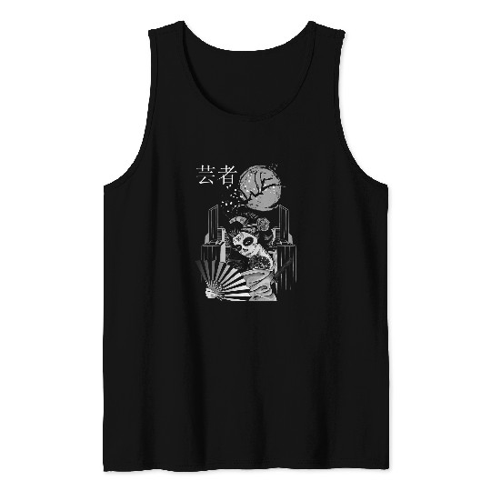 Japan Aesthetic Anime Otaku Grunge Retro Tokyo Kanji Geisha 21 Tank Tops