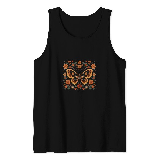 vintages Floral Butterfly Cottagecore Flower Butterfly Core Tank Tops
