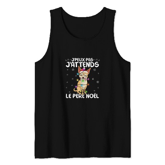 Funny Merry Christmas Father Funny Gift Chihuahua Christmas Lights Tank Tops