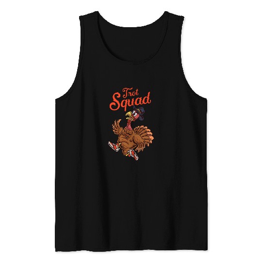 Turkey Trot Squad Funny Thanksgiving Run Cute Matching Tank Tops