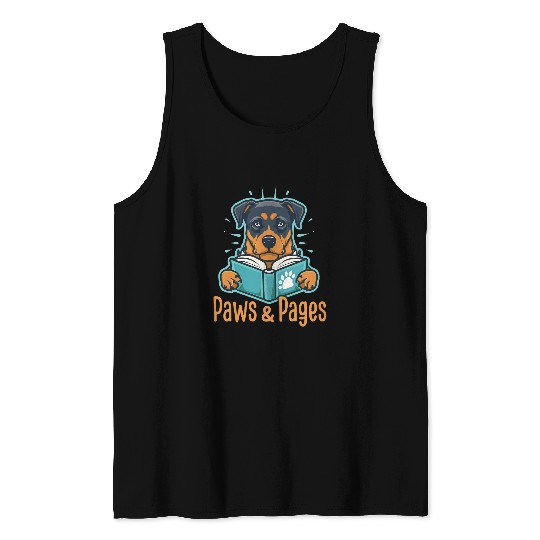 Paws and Pages Book reading Rottweiler 1 Tank Tops