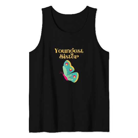 Youngest Sister Butterfly Children Sibling Cute Sisters Tank Tops