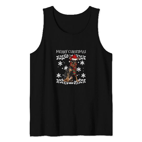 Merry Christmas Ornament Miniature Pinscher xmass Santa 1 Tank Tops