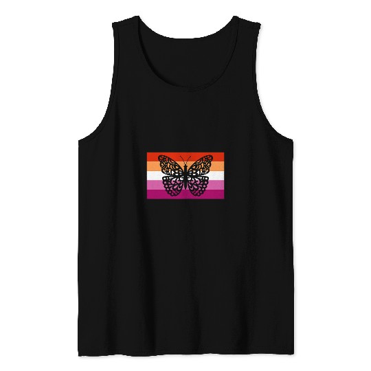 Womens Cute Monarch Butterfly Garden Gay Lesbian Pride Flag Stuff Tank Tops