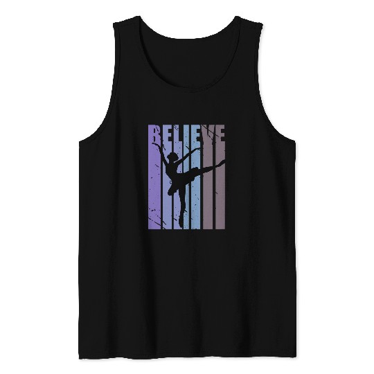 Retro Girls Ballet Ballerina Dancing Dancer Tutu Teacher 1 Tank Tops
