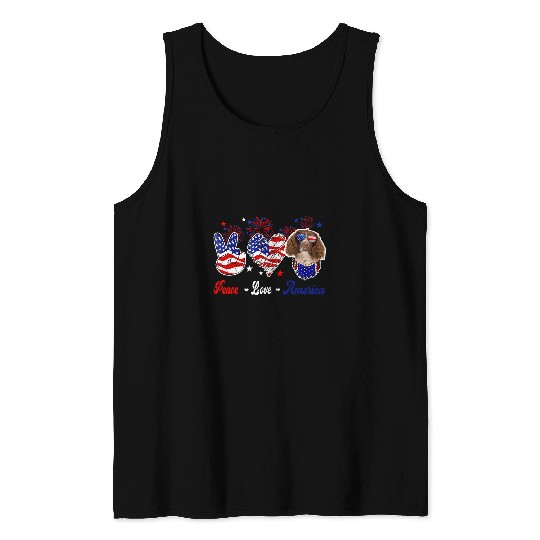 Peace Love America Cute English Springer Spaniel Sunglasses Tank Tops