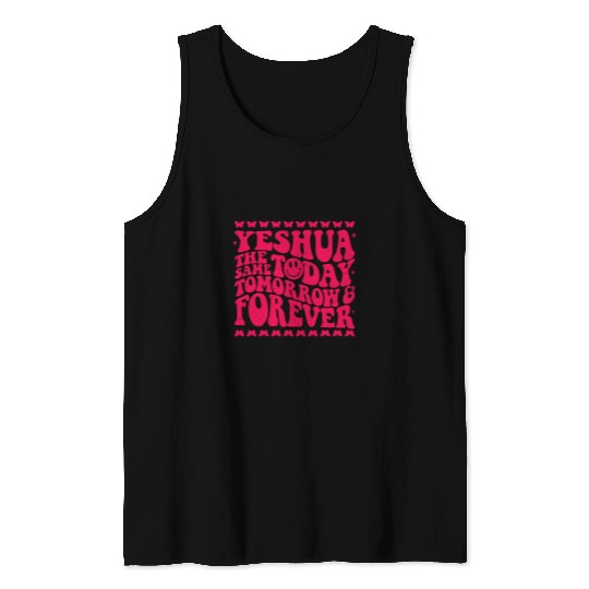 Yeshua Christian Fall Season Bible Verse Groovy Butterfly Tank Tops