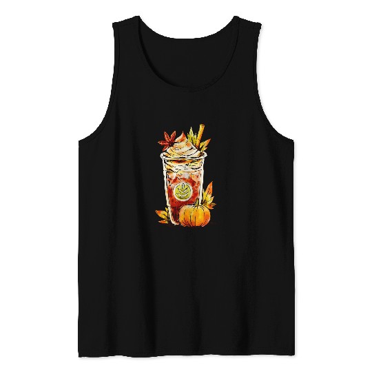 Pumpkin Cinnamon Star Warm Autumn Season Drink Tank Tops