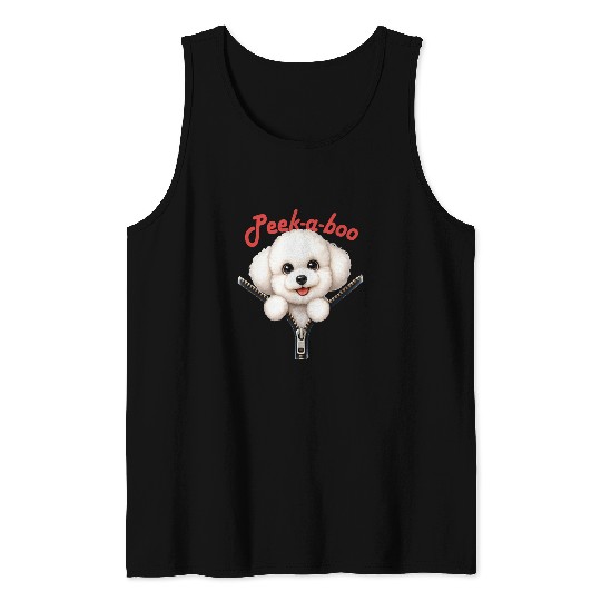 Funny Peekaboo Bichon Frise Tank Tops