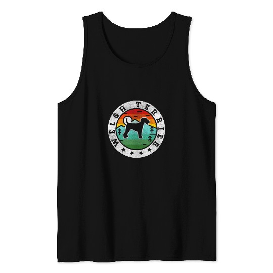 vintages Welsh Terrier Retro Dog Mom Dad Tank Tops