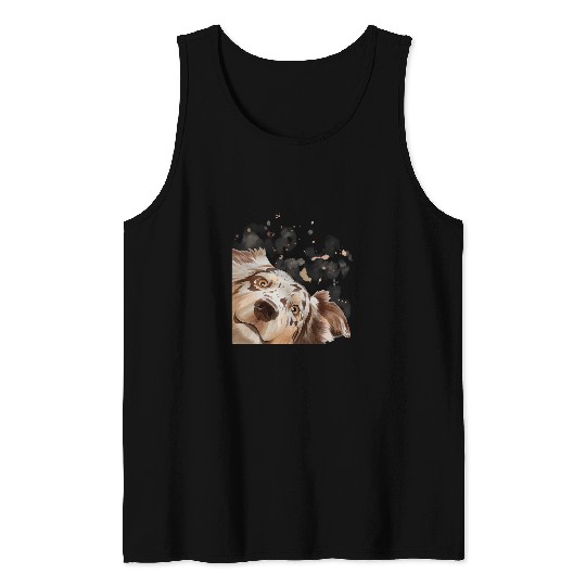Fuuny Curious Aussie Dog Australian Shepherd Tank Tops