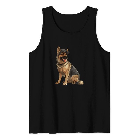 German Shepherd Dog Baseball Cap Sports Team Animal Tank Tops