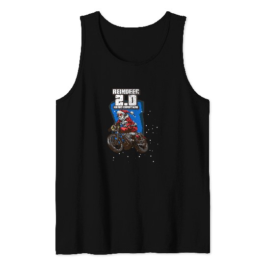 Reindeer 2 0  Funny motorcycle santa claus design Tank Tops