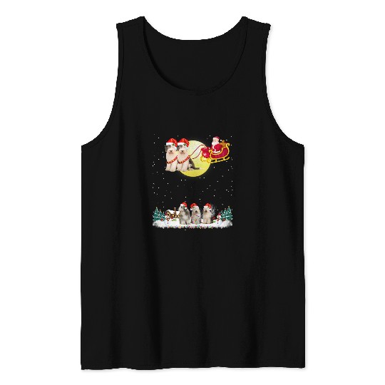 Old English Sheepdog Dog Reindeer Dog Lights Christmas Lover Tank Tops