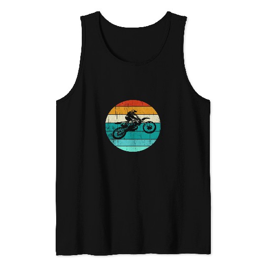 Motocross Motorcycle Dirt Bike Rider Retro Sunset Tank Tops