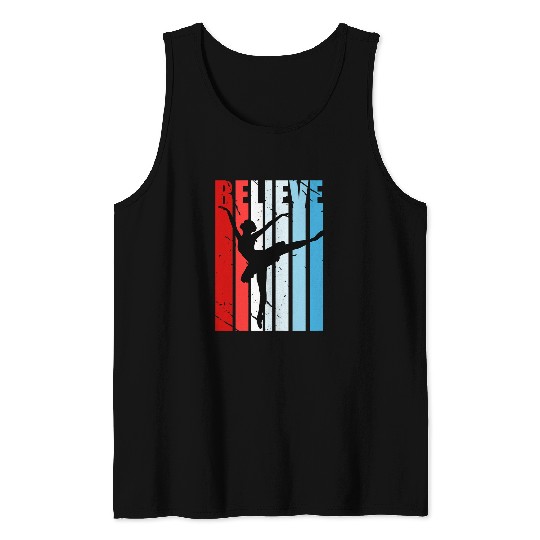 Retro Girls Ballet Ballerina Dancing Dancer Patriotic Colors Tank Tops
