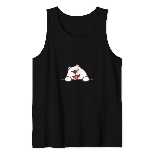 Dog Samoyed Cute Samoyed Dog Laughing Tank Tops