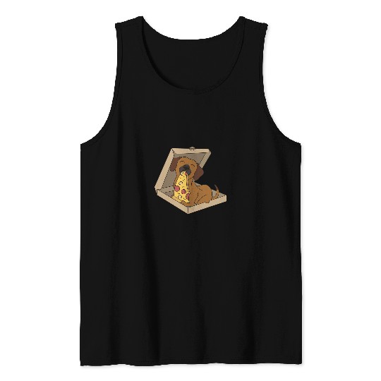 Rhodesian Ridgeback Eating Pizza Funny Dog Tank Tops