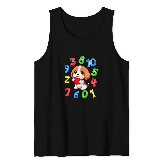 Number Day Kids Cute Beagle Dog Numbers Boys Girls Costume Tank Tops