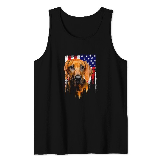 Rhodesian Ridgeback Dog American Flag USA Awesome Tank Tops